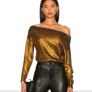 NWT Superdown Bronze Metallic Off Shoulder Sweater